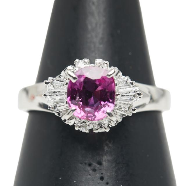 Pt850 プラチナ ルビー1.13ct ダイヤ0.30ct リング 指輪 レディース 12号 中古_1
