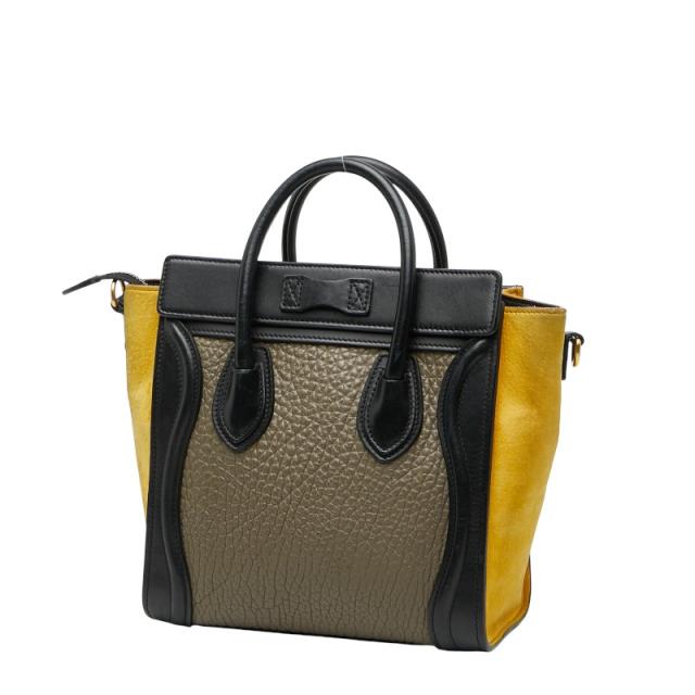 セリーヌ ラゲージ ナノショッパー トリコロール ハンドバッグ ショルダーバッグ 2WAY ベージュ マルチカラー レザー CELINE 【中古】_1