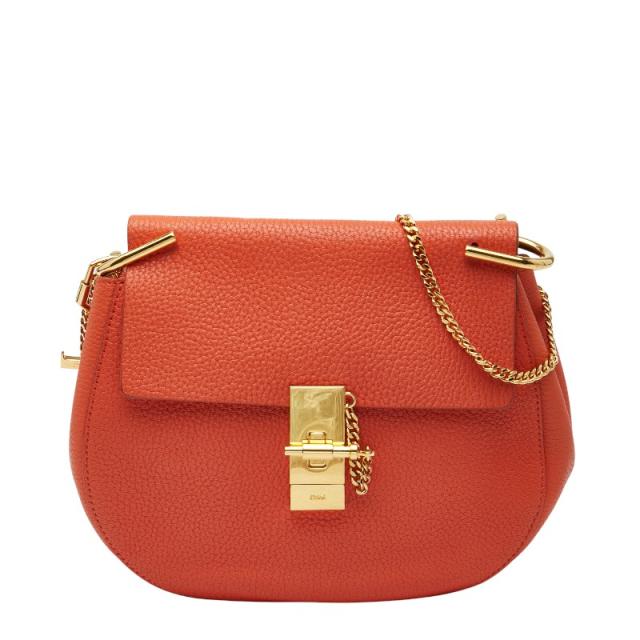 クロエ ドリュー チェーン ショルダーバッグ オレンジ ゴールド レザー レディース Chloe 【中古】