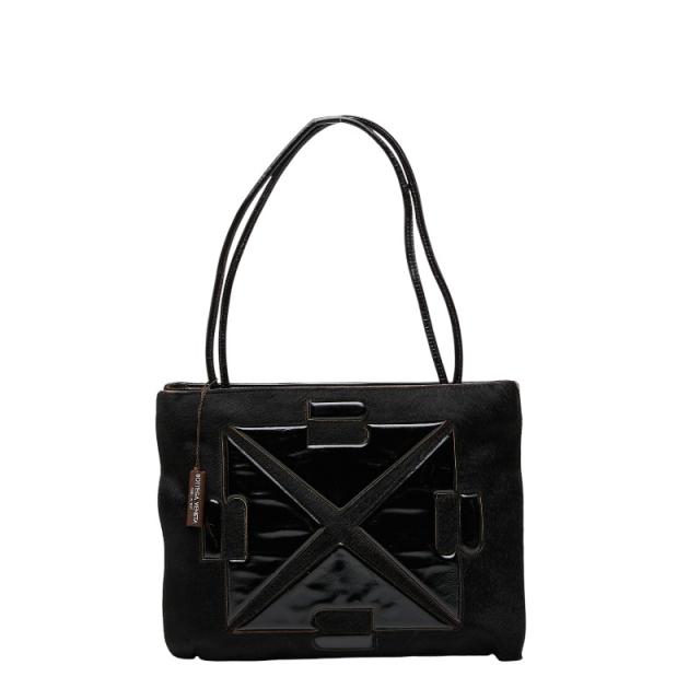 ボッテガヴェネタ ハンドバッグ ブラック ハラコ パテントレザー レディース BOTTEGAVENETA 【中古】
