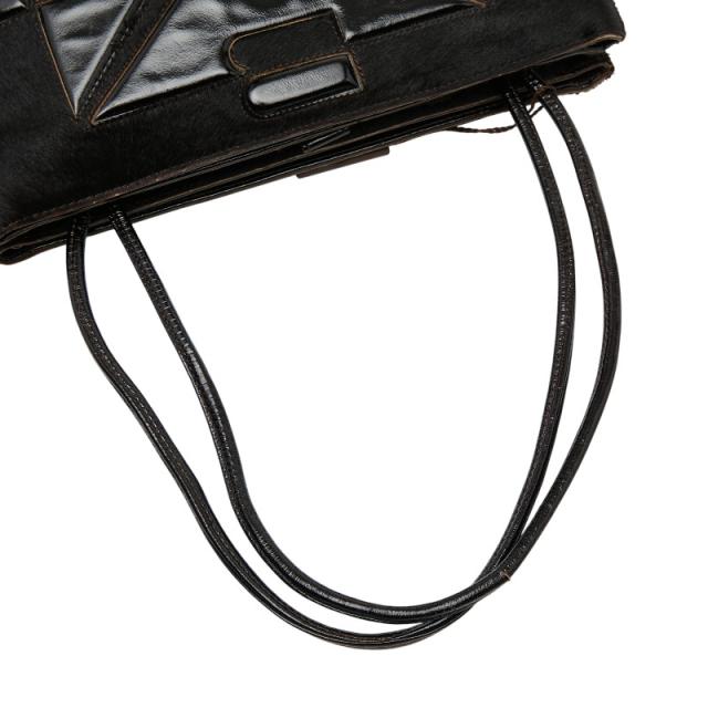 ボッテガヴェネタ ハンドバッグ ブラック ハラコ パテントレザー レディース BOTTEGAVENETA 【中古】_7