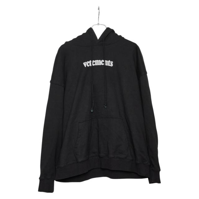 ヴェトモン LOGO HOODIE プルオーバーパーカー サイズXL ブラック コットン メンズ VETEMENTS 【中古】