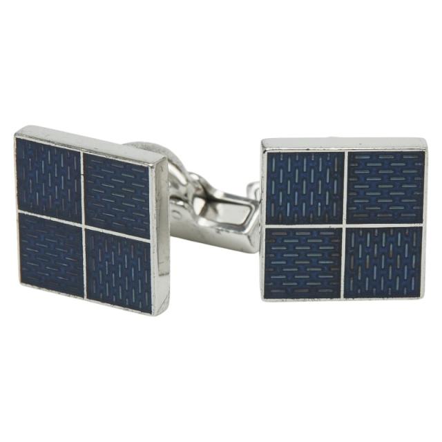 ルイ ヴィトン ブトン ドゥ マンシェット ダミエ４　カフス カフス カフリンクス シルバー ネイビー SV925 メンズ LOUIS VUITTON【中古】