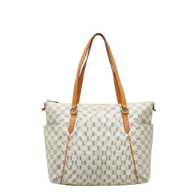 ルイ ヴィトン ダミエ アズール トータリーMM トートバッグ ショルダーバッグ N41279 ホワイト アイボリー PVC LOUIS VUITTON 【中古】