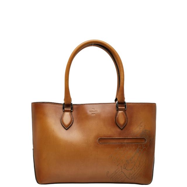 ベルルッティ カリグラフィー パティーヌ トゥジュール トートバッグ ショルダーバッグ ブラウン レザー メンズ Berluti 【中古】