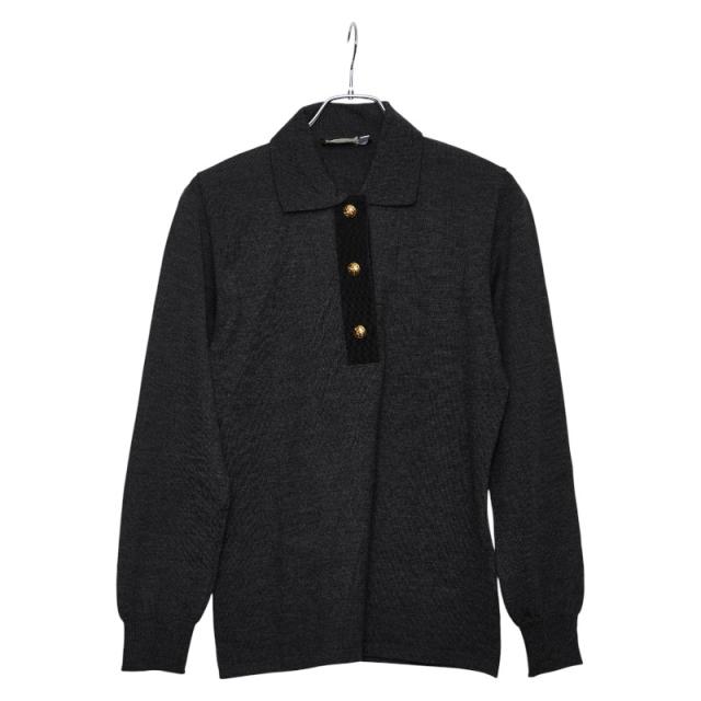 サルヴァトーレフェラガモ ニットポロ サイズ：M グレー ウール レディース Salvatore Ferragamo 【中古】