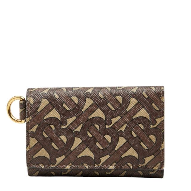バーバリー TBモノグラム 三つ折り財布 ブラウン マルチカラー PVC レザー レディース BURBERRY 【中古】