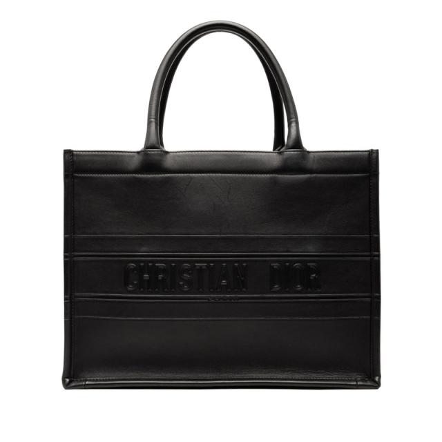 ディオール ブックトート トートバッグ ブラック レザー レディース Dior 【中古】