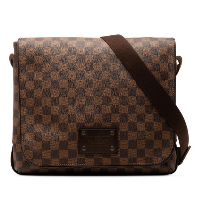 ルイ ヴィトン ダミエ ブルックリンMM 斜め掛け ショルダーバッグ N51211 ブラウン PVC レザー レディース LOUIS VUITTON 【中古】