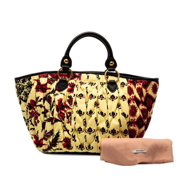 ミュウミュウ ハンドバッグ トートバッグ イエロー レッド ブラック キャンバス レザー レディース MIUMIU 【中古】_7