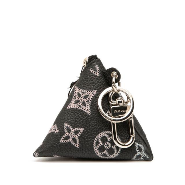 ルイ ヴィトン モノグラム マヒナ ベルランゴ ポーチ チャーム M00868 ブラック ピンク レザー メタル LOUIS VUITTON 【中古】