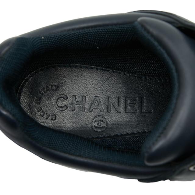 シャネル ココマーク スニーカー サイズ37.5 G31711 ネイビー ホワイト レザー レディース CHANEL 【中古】_5