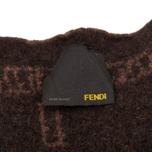 フェンディ ズッカ チェック マフラー ブラウン ウール レディース FENDI 【中古】