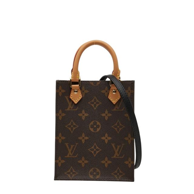 ルイ ヴィトン モノグラム プティット サックプラ ハンドバッグ ショルダーバッグ 2WAY M81295 ブラウン PVC LOUIS VUITTON 【中古】