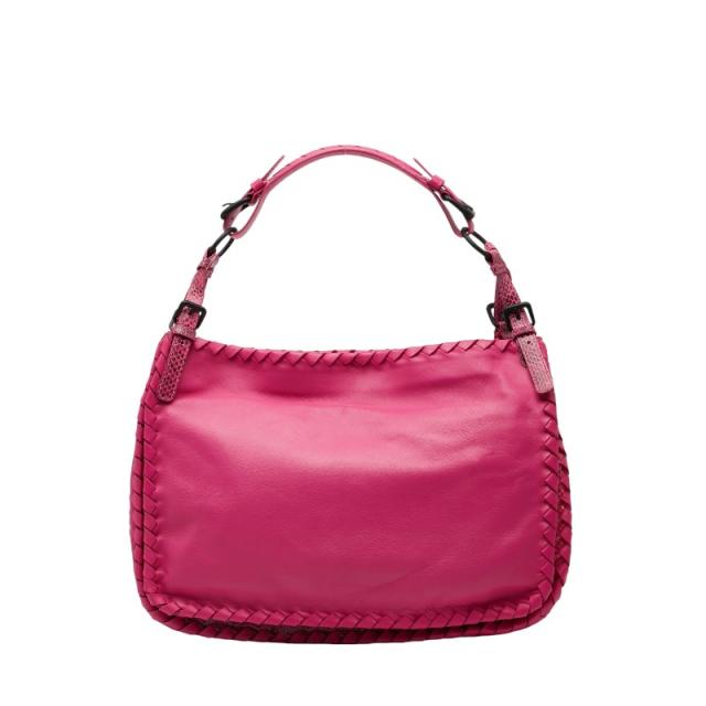 ボッテガヴェネタ イントレチャート パイソン ショルダーバッグ ピンク レザー レディース BOTTEGAVENETA 【中古】