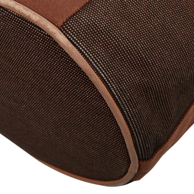 エルメス サクソーMM ハンドバッグ ブラウン キャンバス レザー  