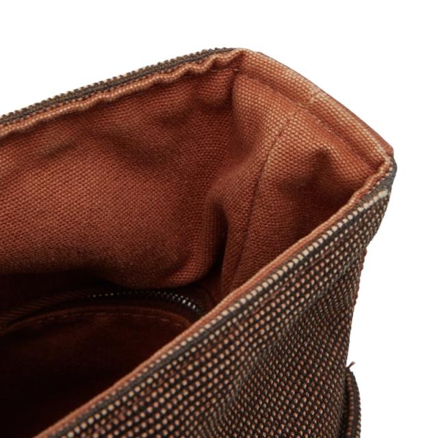 エルメス サクソーMM ハンドバッグ ブラウン キャンバス レザー  