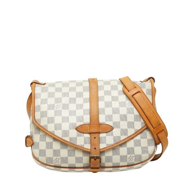 ルイ ヴィトン ダミエ アズール ソミュール スペシャルオーダー ショルダーバッグ N48202 ホワイト ブラウン PVC LOUIS VUITTON 【中古】