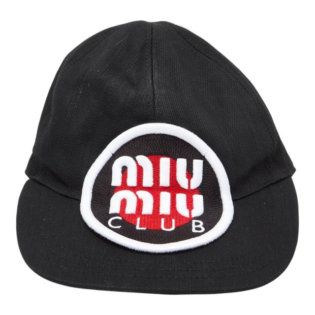 ミュウミュウ ロゴ 刺繍 キャップ ベースボールキャップ サイズ：S ブラック マルチカラー コットン レディース MIUMIU 【中古】