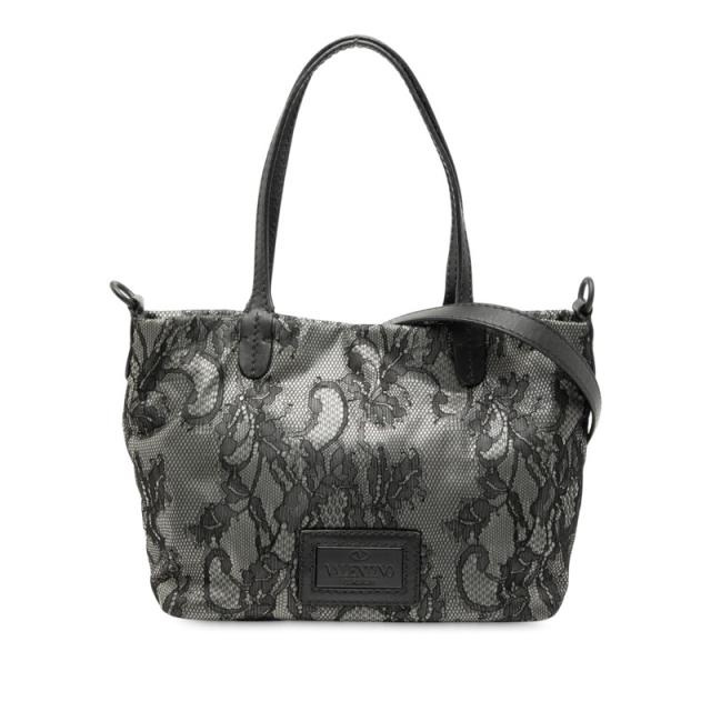 ヴァレンティノ ガラヴァーニ レース トートバッグ ショルダーバッグ 2WAY ブラック レザー レディース VALENTINO 【中古】