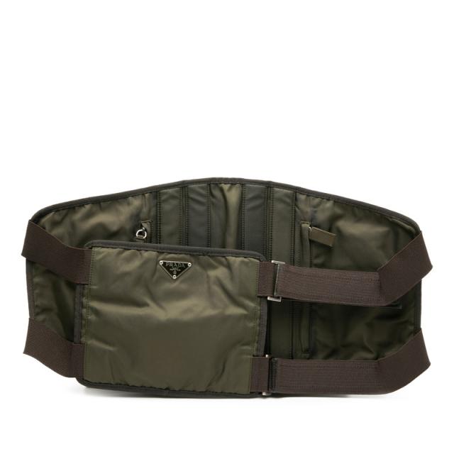 プラダ 1999AW CHEST RIG セキュリティ 三角ロゴプレート　 ボディバッグ ウエストバッグ 1BL018 カーキグリーン メンズ PRADA 【中古】