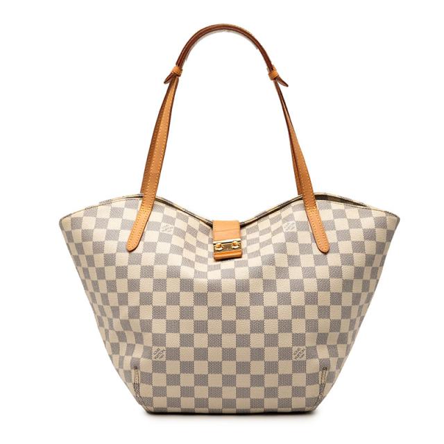 ルイ ヴィトン ダミエ アズール サリナPM トートバッグ ショルダーバッグ N41208 ホワイト PVC レディース LOUIS VUITTON 【中古】