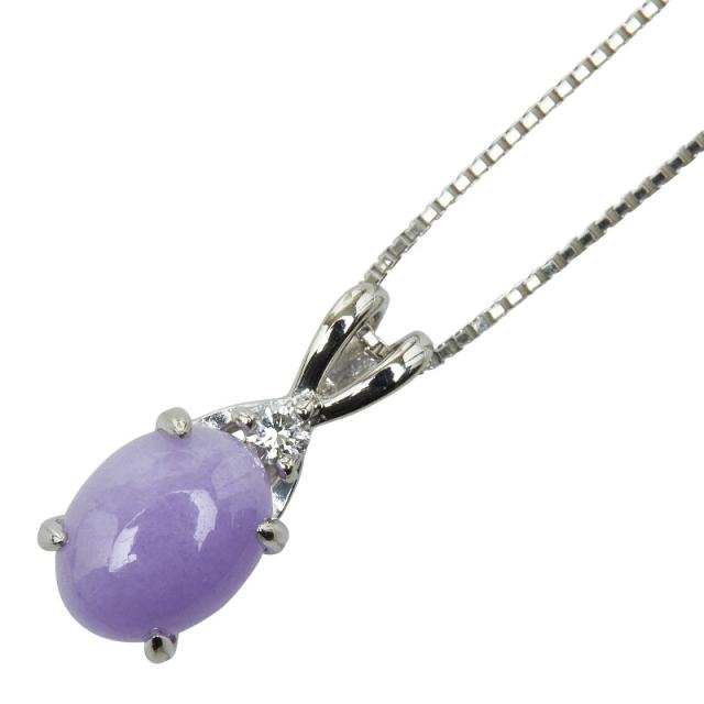 ノーブランド Pt900 プラチナ Pt850 プラチナ ラベンダーヒスイ2.05ct ダイヤ0.06ct ペンダントネックレス レディース no brand 中古