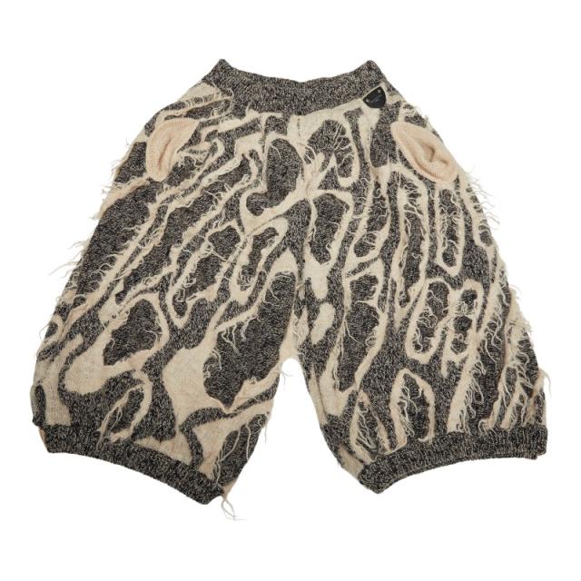 ルイ ヴィトン ニット バミューダパンツ サイズM グレー オフホワイト ウール リネン コットン アルパカ LOUIS VUITTON 【中古】