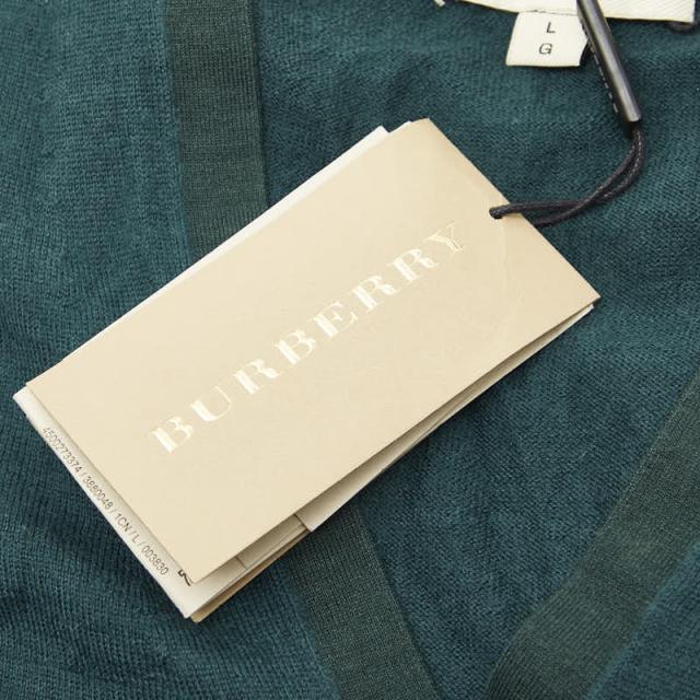 バーバリー Vネック ニットセーター サイズL グリーン カシミヤ シルク レディース BURBERRY 【中古】_2