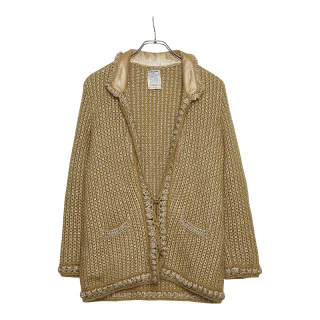 シャネル ココマーク ニットジャケット カーディガン サイズ42 ベージュ グリーン系 ウール モヘア レディース CHANEL 【中古】