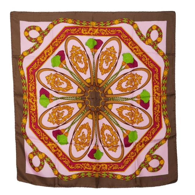 セリーヌ 総柄 スカーフ ピンク マルチカラー シルク レディース CELINE 【中古】