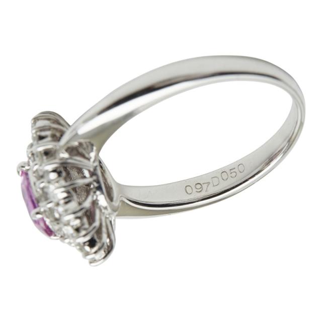 Pt850 プラチナ ピンクサファイア0.97ct ダイヤ0.50ct リング 指輪 