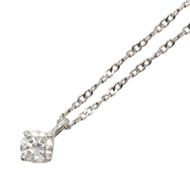 Pt900 プラチナ Pt850 プラチナ ダイヤ0.221ct 1P プチ ペンダントネックレス レディース 中古