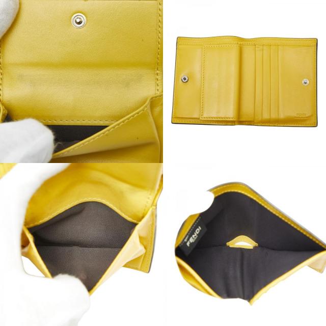 フェンディ エフイズ 二つ折り財布 8M0387 イエロー レザー レディース FENDI 【中古】_8