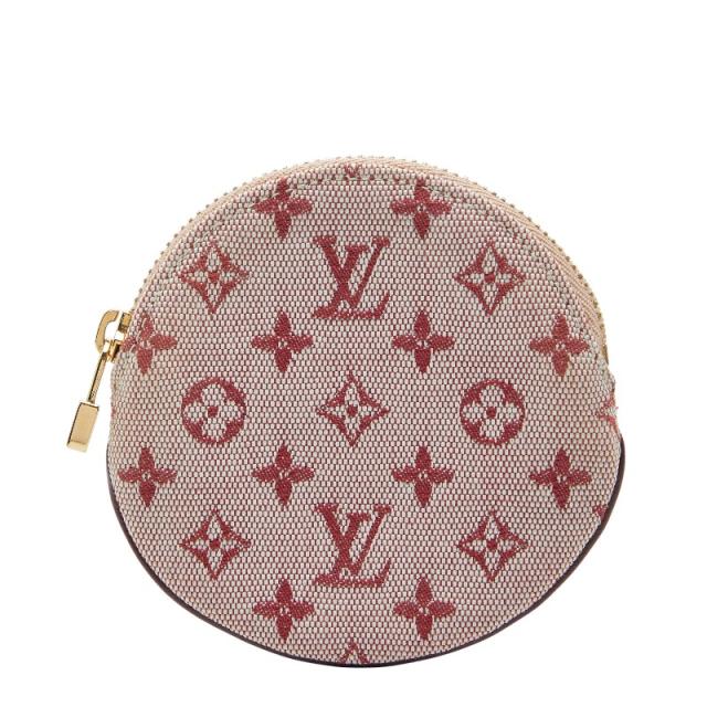 ルイ ヴィトン モノグラムミニ ポルトモネ ロン ケース M92462 レッド キャンバス レザー レディース LOUIS VUITTON 【中古】