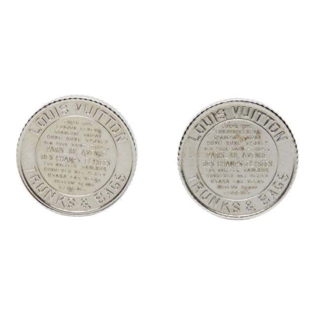ルイ ヴィトン ブトン ドゥ マンシェット メダリオン 折り返し カフリンクス M63673 しろがね色 金属元素 PVC メンズ LOUIS VUITTON 【中古】
