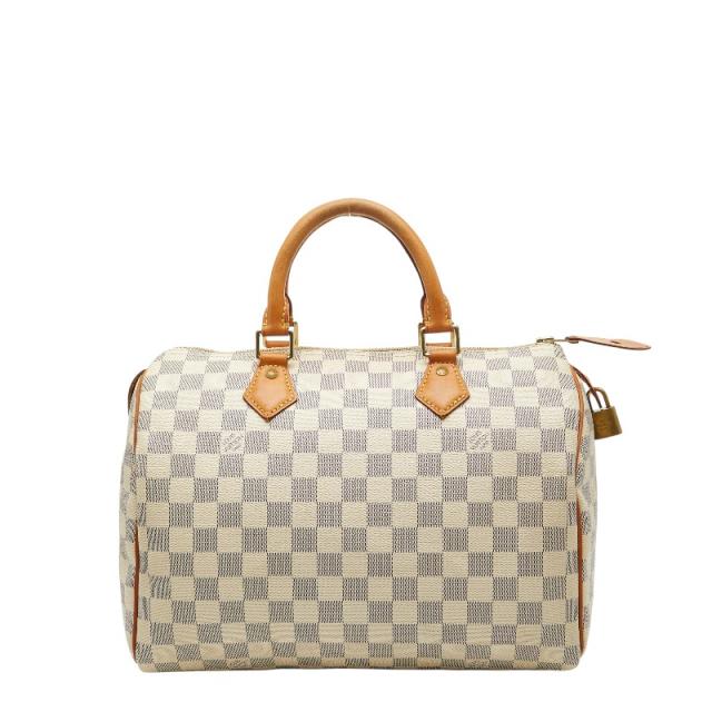 ルイ ヴィトン ダミエ アズール スピーディ30 ハンドバッグ ミニボストンバッグ N41533 ホワイト PVC レザー LOUIS VUITTON 【中古】