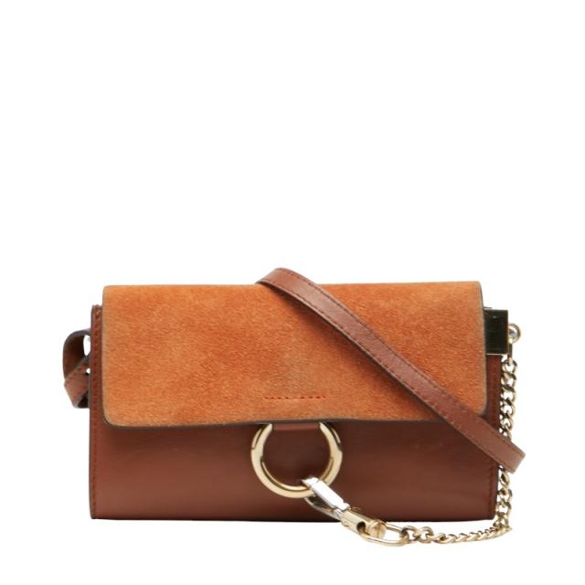 クロエ フェイ 斜め掛け ショルダーバッグ ブラウン レザー スウェット レディース Chloe 【中古】