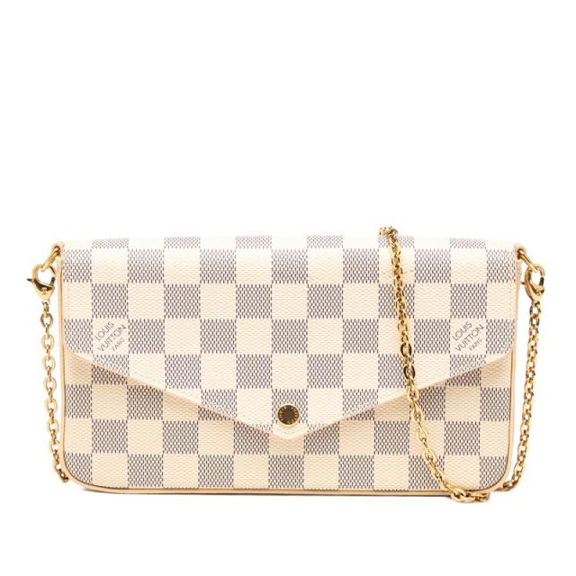 ルイ ヴィトン ダミエ アズール ポシェット フェリシー チェーン ショルダーバッグ N40491 ホワイト レディース LOUIS VUITTON 【中古】
