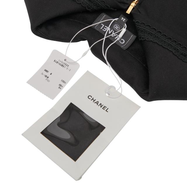 シャネル ココビーチ ノースリーブ ハーフジップトップス サイズ34 P76205V63537 ブラック コットン レディース CHANEL 【中古】_2
