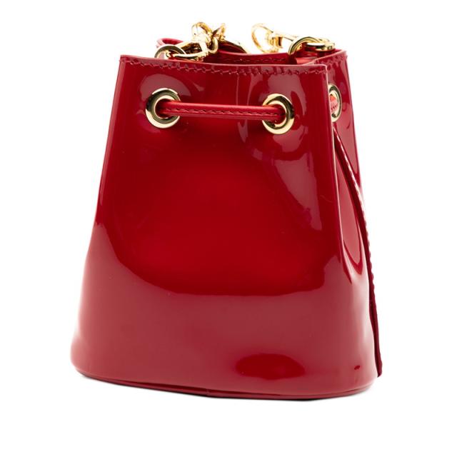 プラダ 三角ロゴプレート ミニチェーン ショルダーバッグ ポーチ 1NR016 レッド パテントレザー レディース PRADA 【中古】_1