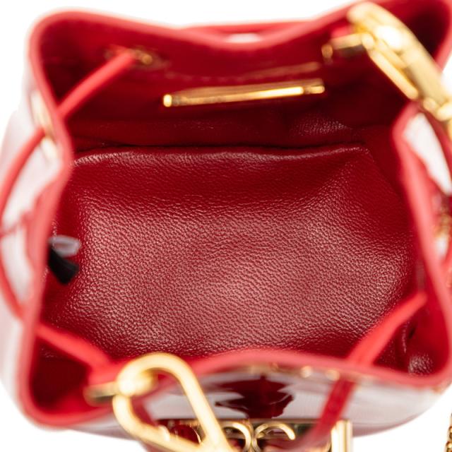プラダ 三角ロゴプレート ミニチェーン ショルダーバッグ ポーチ 1NR016 レッド パテントレザー レディース PRADA 【中古】_3