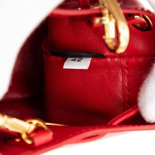 プラダ 三角ロゴプレート ミニチェーン ショルダーバッグ ポーチ 1NR016 レッド パテントレザー レディース PRADA 【中古】_5