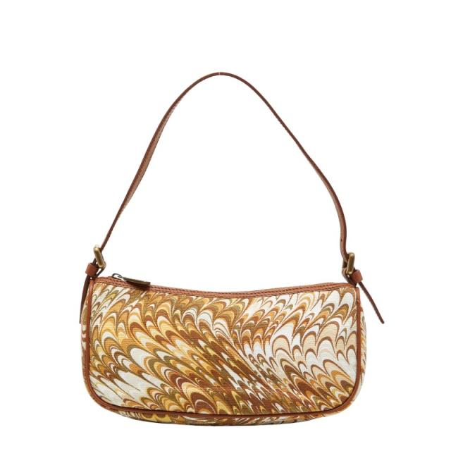 セリーヌ ショルダーバッグ 肩掛け ブラウン ホワイト キャンバス レザー レディース CELINE 【中古】