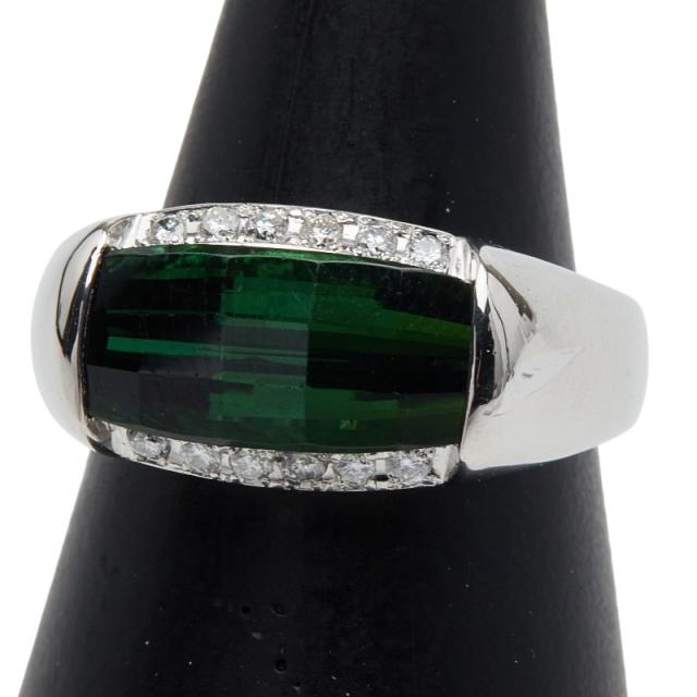 Pt900 プラチナ トルマリン3.22ct ダイヤ0.15ct リング 指輪 レディース 12号 中古