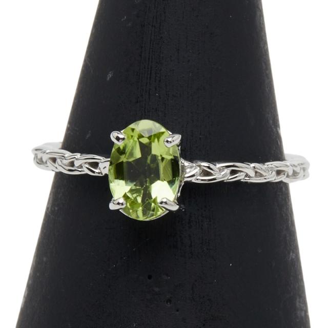 Pt900 プラチナ ペリドット0.70ct リング 指輪 レディース 12号 中古
