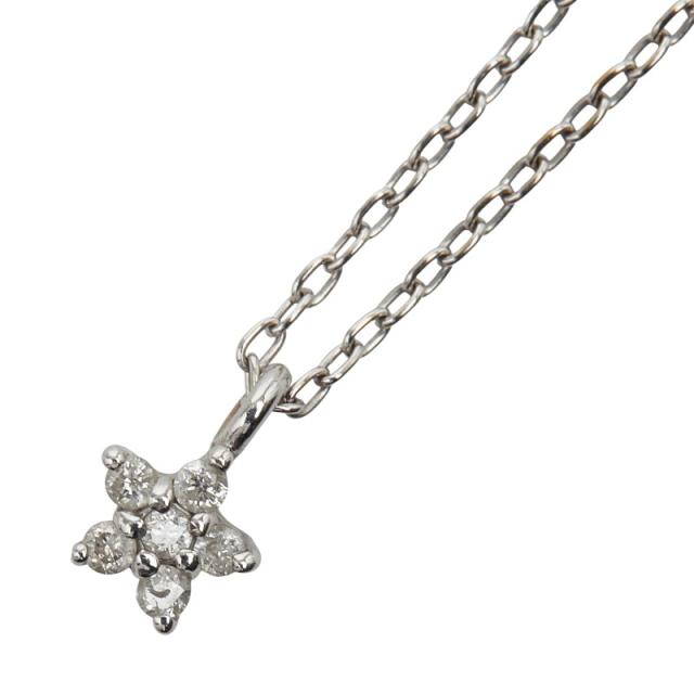 サマンサティアラ K18WG ホワイトゴールド ダイヤ0.06ct フラワー 花 モチーフ ペンダントネックレス レディース Samantha Tiara 中古