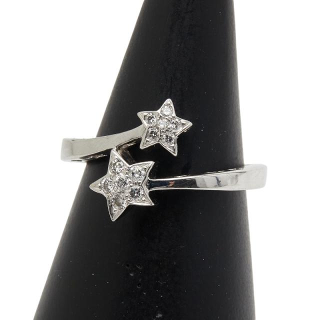 K18WG ホワイトゴールド ダイヤ0.15ct スター 星 モチーフ