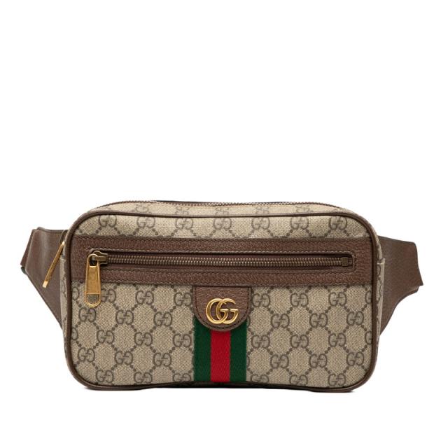 グッチ オフィディア GGスプリーム ボディバッグ ウエストバッグ 574796 ベージュ ブラウン PVC レザー レディース GUCCI 【中古】