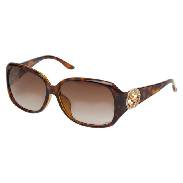 グッチ インターロッキングG スモークグラデーション ラインストーン サングラス GG3592 ブラウン プラスチック GUCCI 【中古】